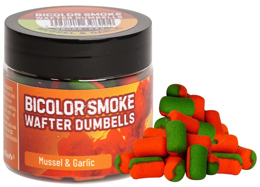 Benzar mix bicolor smoke wafters dumbells 12x8 mm 60 ml - mušle-česnek