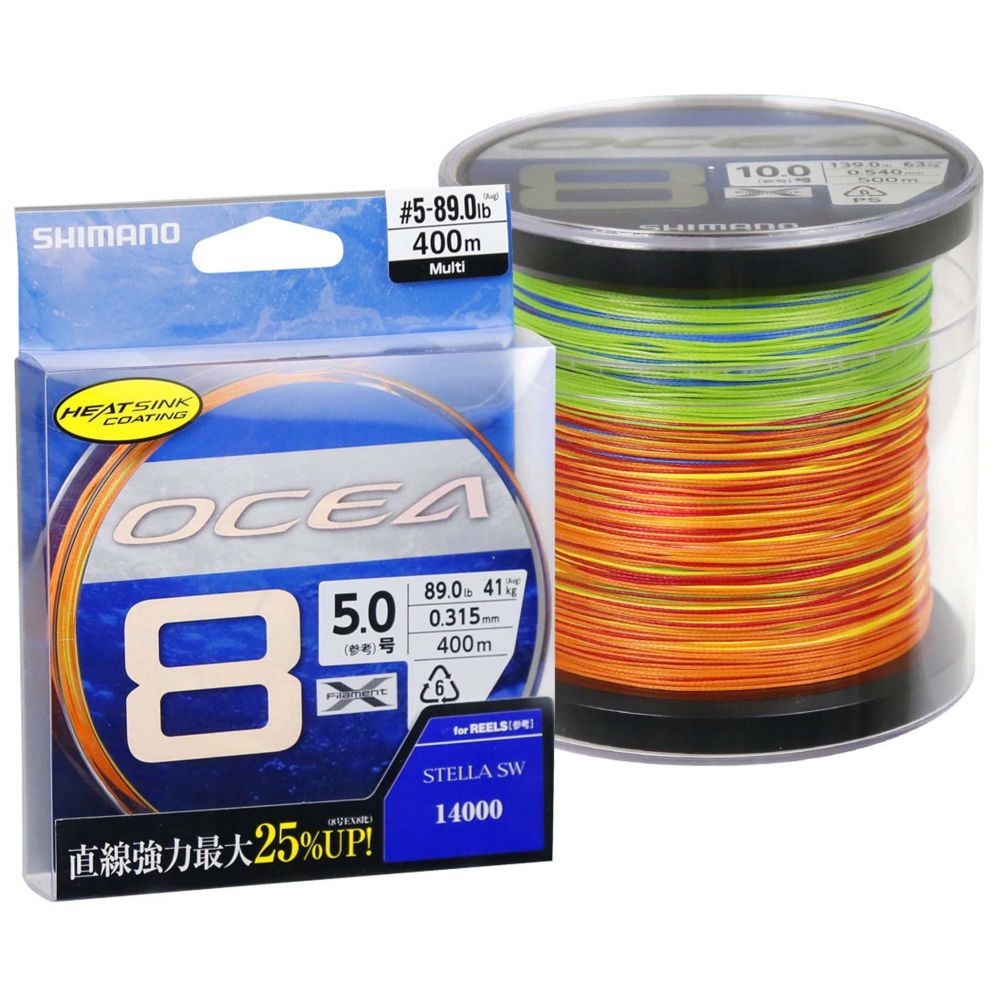 Shimano splétaná šňůra ocea braid multi 400 m - 0,20 mm 19 kg 41 lb pe2
