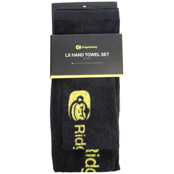 RidgeMonkey Ručník LX Hand Towel Set Black 2 ks