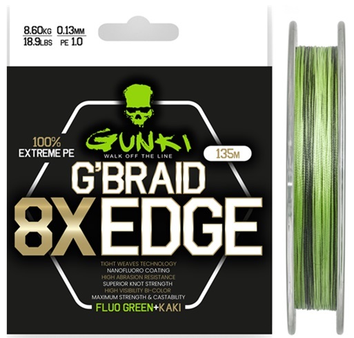 Gunki pletená šňůra g braid 8x edge 135 m - 0,15 mm 9,9 kg