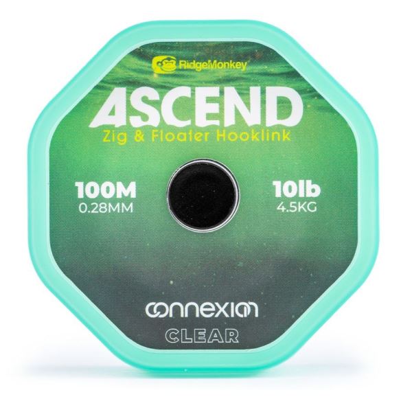 RidgeMonkey Vlasec Ascend Zig & Floater Hooklink 100m Clear 0,28 mm 10 lb