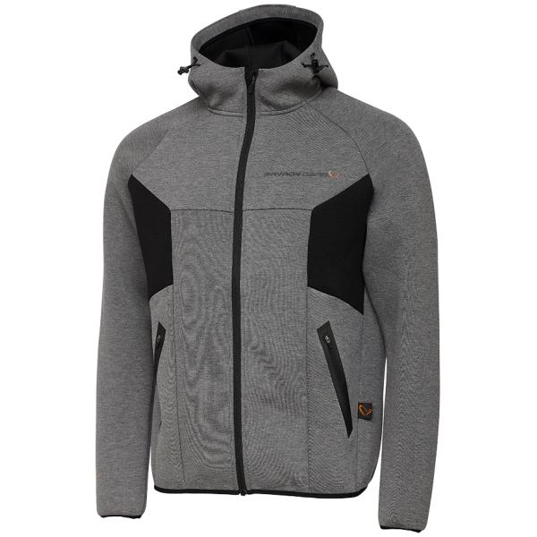 Savage Gear Mikina Tec Foam Zip Hoodie Dark Grey Melange