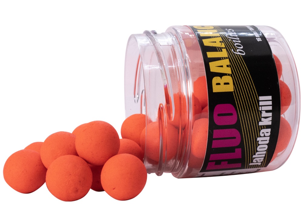 Levně Carp inferno balanced boilie fluo 16 mm 150 ml - jahoda krill