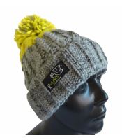 R-SPEKT Kulich Maxi PomPom Beanie Šedý Citron (2)
