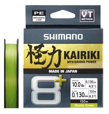 Shimano splétaná šňůra line kairiki 8+ mantis green 300 m - 0,19 mm 12,8 kg