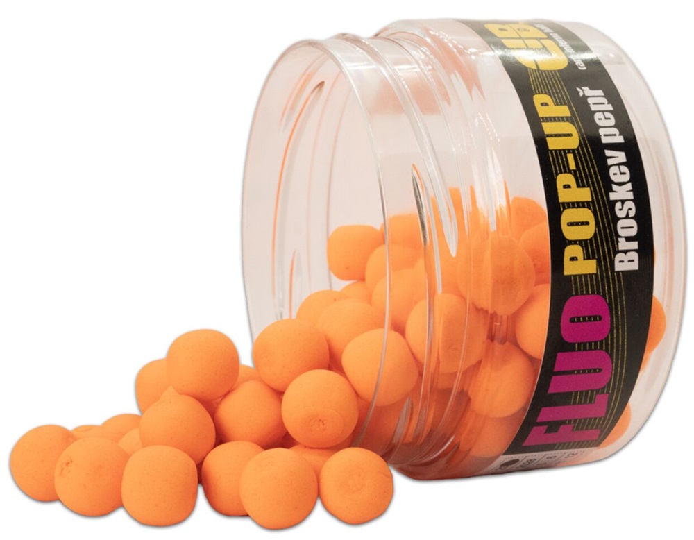 Carp inferno plovoucí boilie pop-up fluo broskev/pepř 200 ml 12 mm