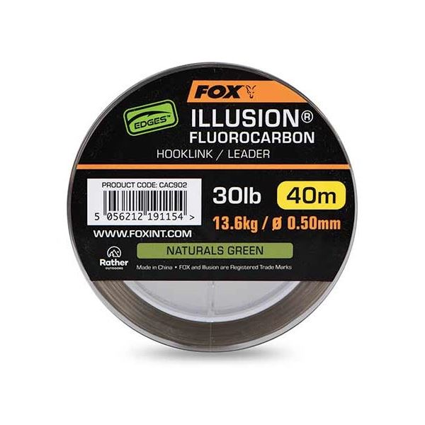 Fox Fluorocarbon Edges Illusion Hooklink/Leader Naturals Green 40 m