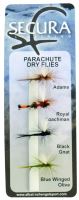 Secura Flyfishing Mušky Parachute Dry Flies 4 ks Secura Flyfishing Mušky Parachute Dry Flies 4 ks