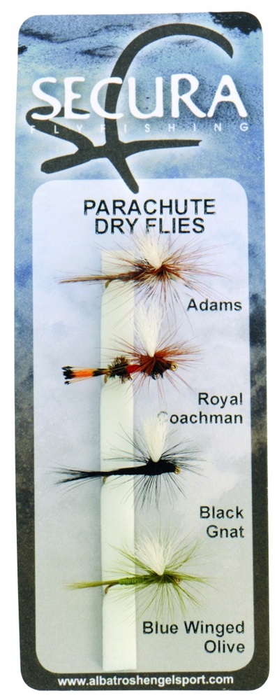 Levně Secura flyfishing mušky parachute dry flies 4 ks