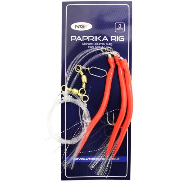 NGT Mořský Návazec Paprika Červená Rig 160 cm 0,90 mm 3 ks