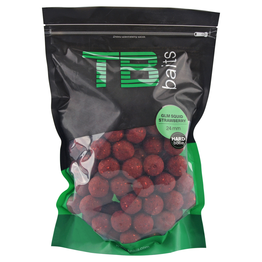 Levně Tb baits hard boilie glm squid strawberry - 1 kg 24 mm