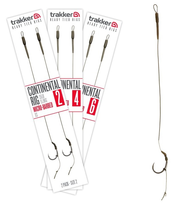 Trakker návazce continental ready rig barbed 35 lb 2 ks - velikost háčku 6