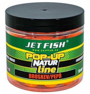 Jet fish plovoucí boilie pop-up natur line broskev pepř - 60 g 16 mm