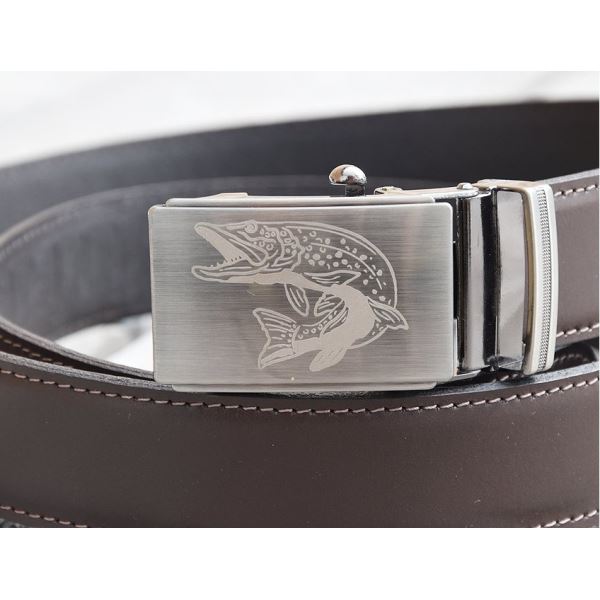 Kožený Společenský Pásek Hnědý Štika