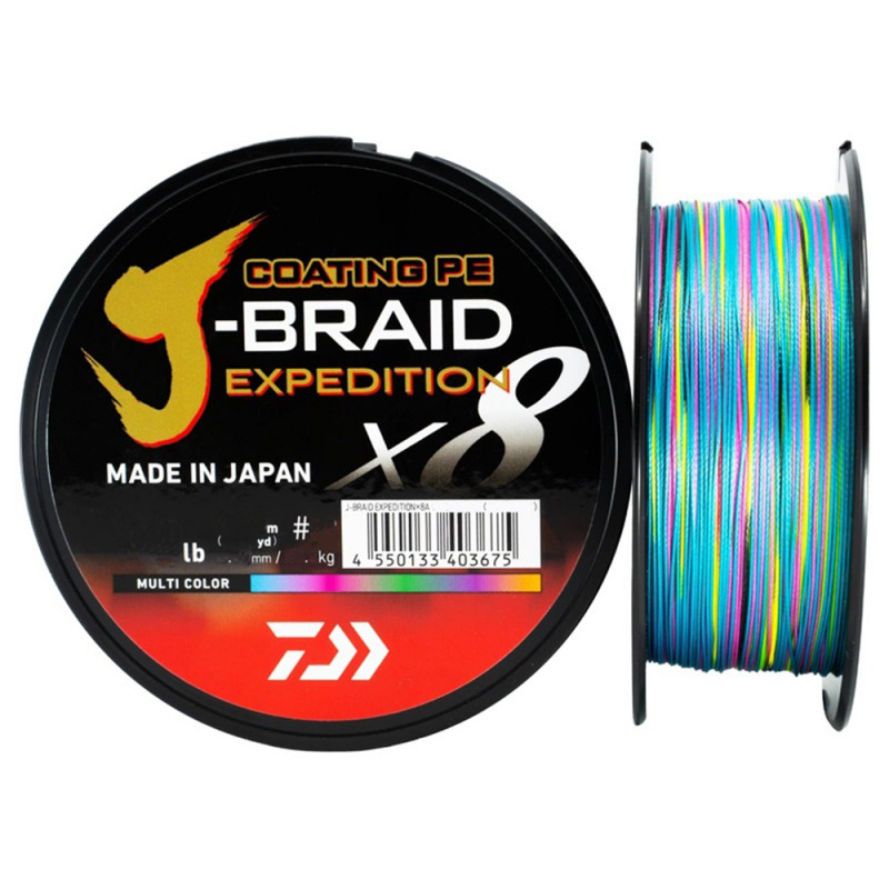 Daiwa splétaná šňůra j-braid expedition multicolor 300 m - 0,22 mm 19,5 kg