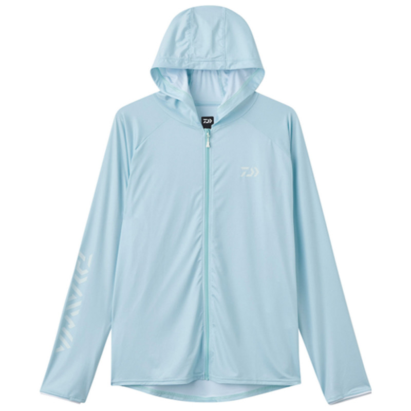 Daiwa funkční triko hoodie rash guard full zip iceblue upf40 - xl