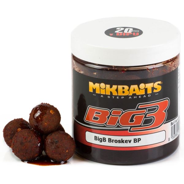 Mikbaits Boilies V Dipu BigB Broskev Black Pepper 250 ml