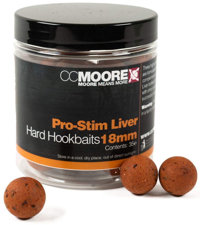 Levně Cc moore tvrzené boilie pro-stim liver hard hookbaits - 18 mm 35 ks