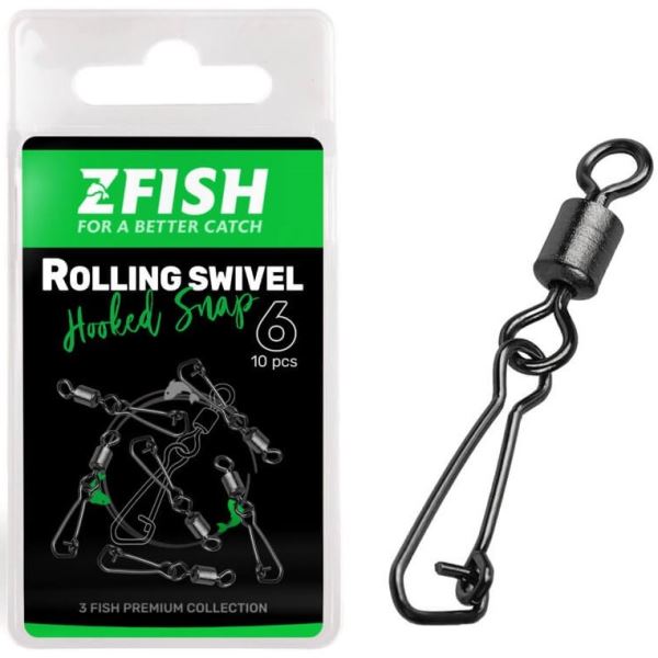 Zfish Obratlík S Karabinkou Rolling Swivel a Hooked Snap 10 ks