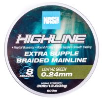 Nash Splétaná Šňůra Highline Extra Supple Braid Green 600 m - 0,24 mm 13,6 kg