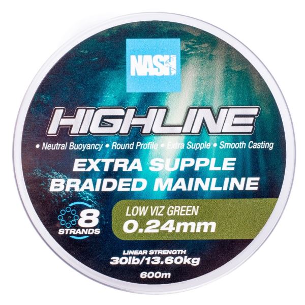 Nash Splétaná Šňůra Highline Extra Supple Braid Green 600 m