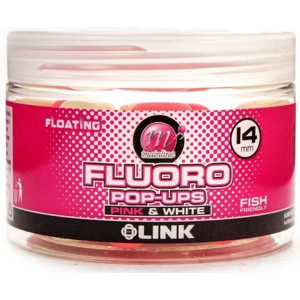 Mainline Plovoucí Boilie Bright Pink and White Pop-ups The Link 14 mm 150 ml