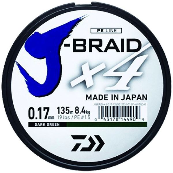 Daiwa Splétaná Šňůra J-Braid 4 Tmavě Zelená 270 m