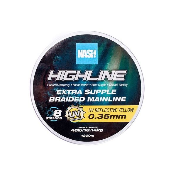 Nash Splétaná Šňůra Highline Extra Supple Braid UV Yellow 1200 m