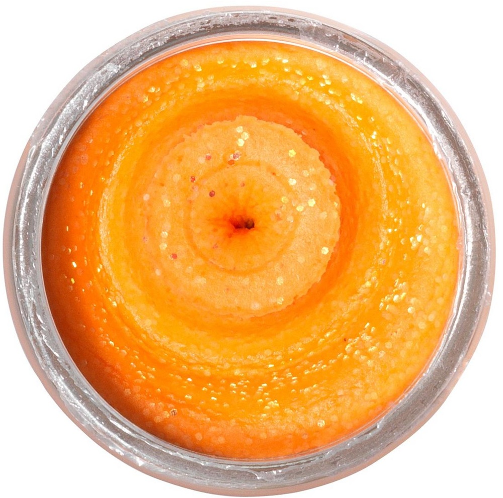 Berkley těsto na pstruhy natural glitter troutbait sýr - třpytivá fluo oranžová