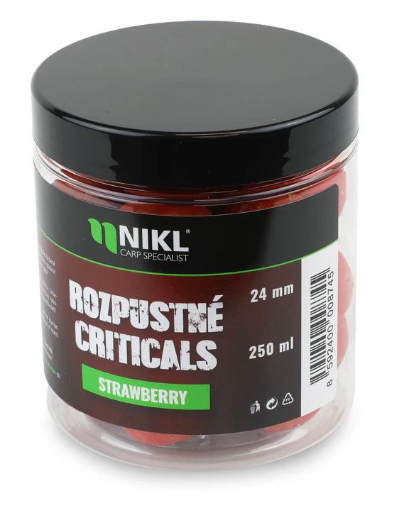 Levně Nikl rozpustné criticals boilie strawberry 250 ml - 24 mm