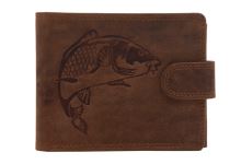 Mercucio Rybářský Dárkový Set Kapr - Pánská Peněženka a Kožený Opasek Tmavý Šitý (5)
