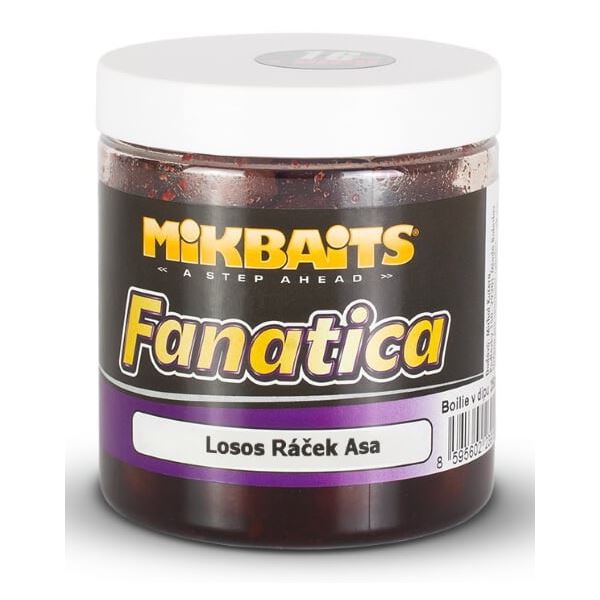 Mikbaits Boilies V Dipu Fanatica Losos Ráček Asa 250 g