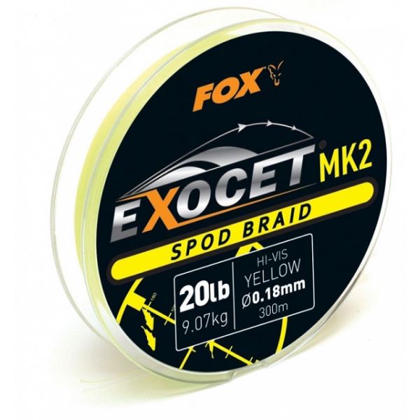 Fox Splétaná Šňůra Exocet MK2 Spod Braid 300 m Yellow Průměr 0,18 mm / Nosnost 9,07 m