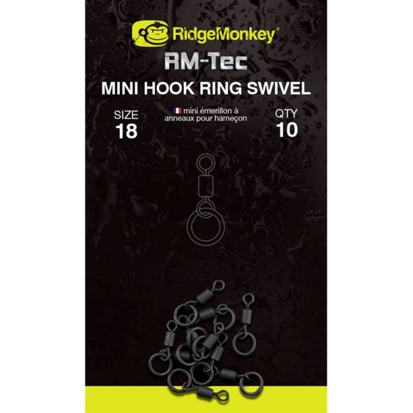 RidgeMonkey Obratlík RM-Tec Mini Hook Ring Swivel 10 ks Velikost 18