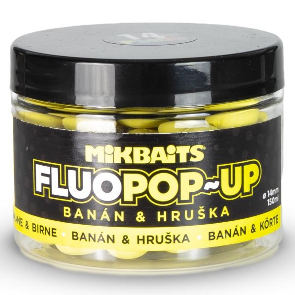 Mikbaits Plovoucí Boilie Fluo Banán Hruška 150 ml - 18 mm