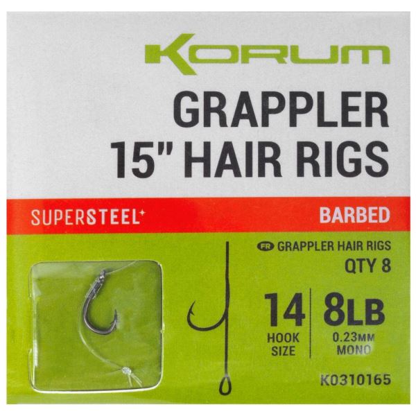 Korum Návazec Grappler 15” Hair Rigs Barbed 38 cm