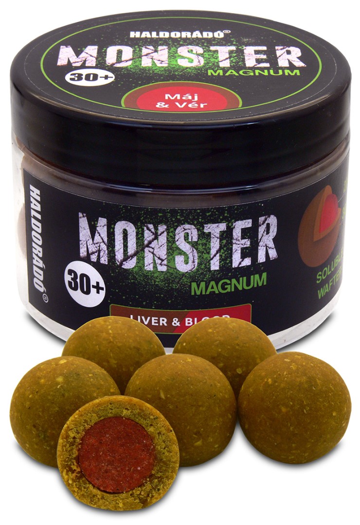 Haldorádó plovoucí boilie pop-up boilies monster magnum 180 g 30 mm - krvavá játra