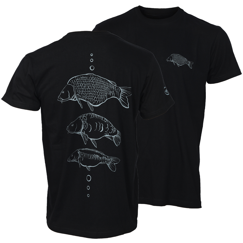 Giants fishing tričko černé tři kapři - xxxxl