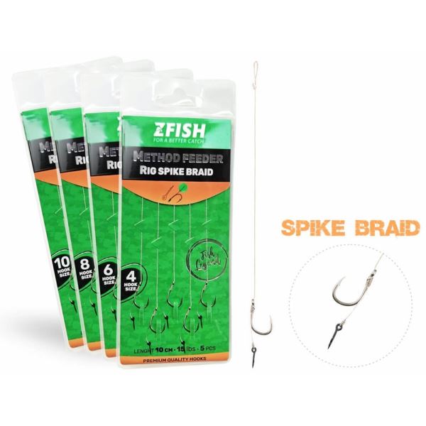 Zfish Návazec Method Feeder Rig Spike Braid 10 cm 5 ks