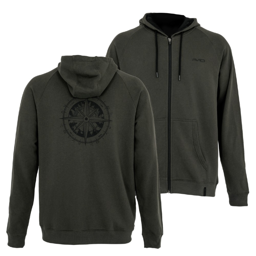 Avid carp mikina bearing zip hoodie green - s