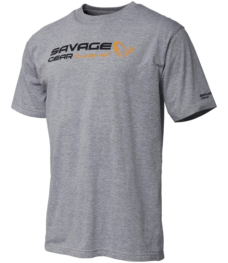 Levně Savage gear triko signature logo t shirt grey melange - xxl