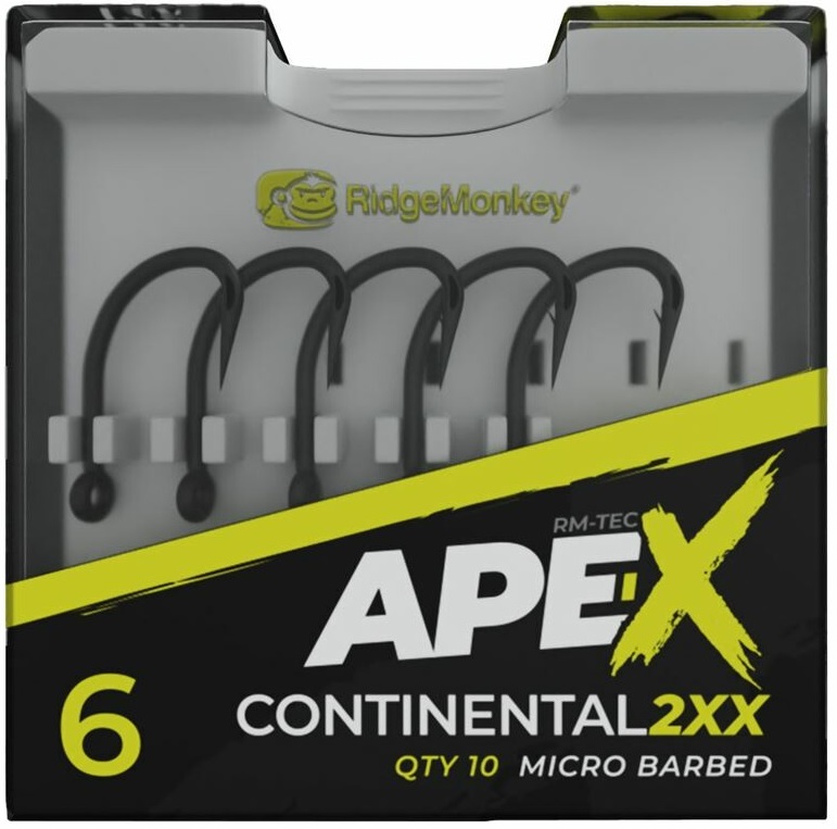 Levně Ridgemonkey háček ape-x continental 2xx barbed 10 ks - velikost 2