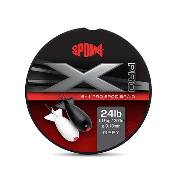 Spomb Splétaná Šňůra X Pro Braid Grey 0,18 mm 300 m