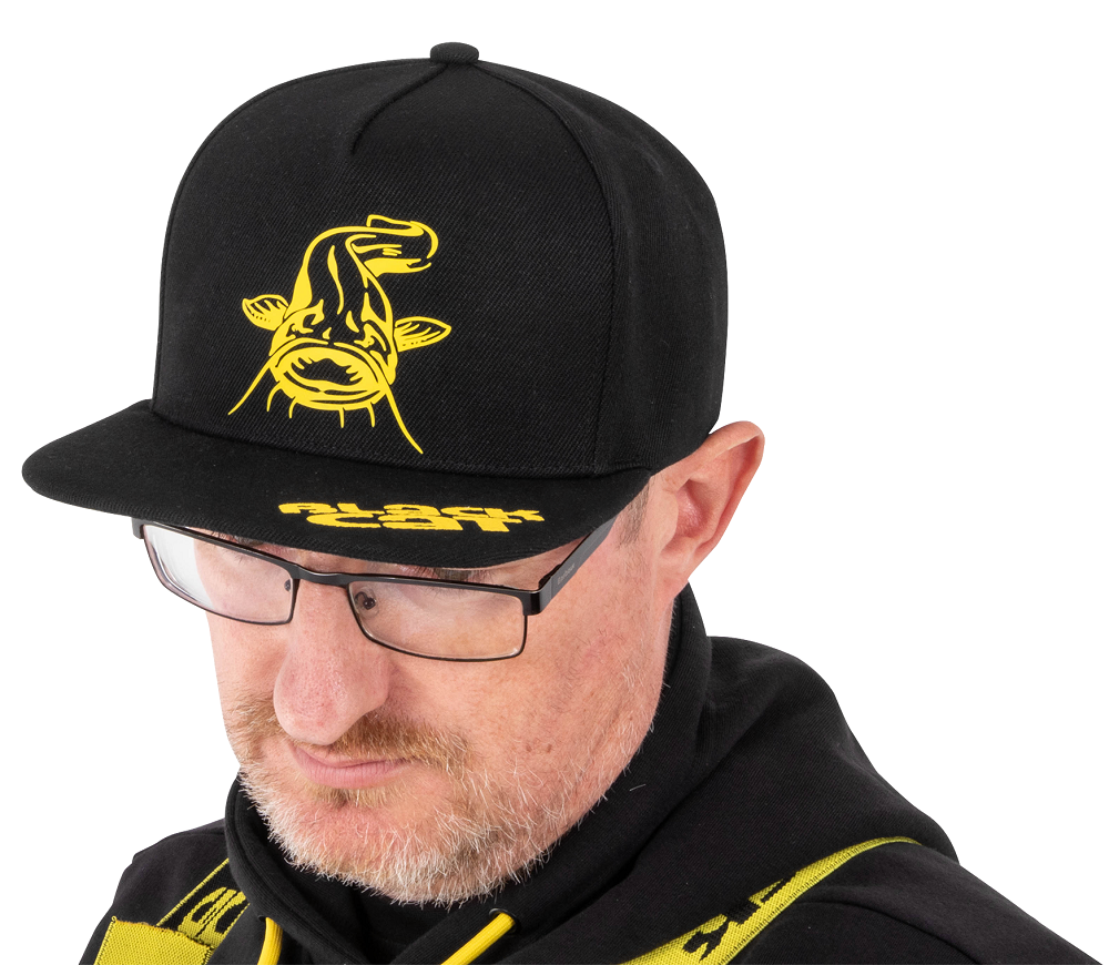Black cat kšiltovka black flat peak cap