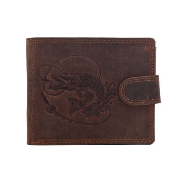 Mercucio Peněženka Světlehnědá Embos Vzor 7 Štika S Udicí