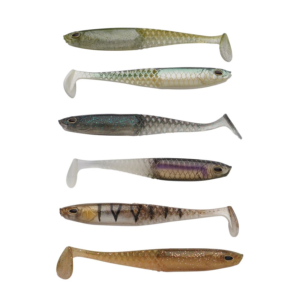 Berkley sada gumových nástrah powerbait cullshad slim clear water mix - 10 cm 5 g 6 ks