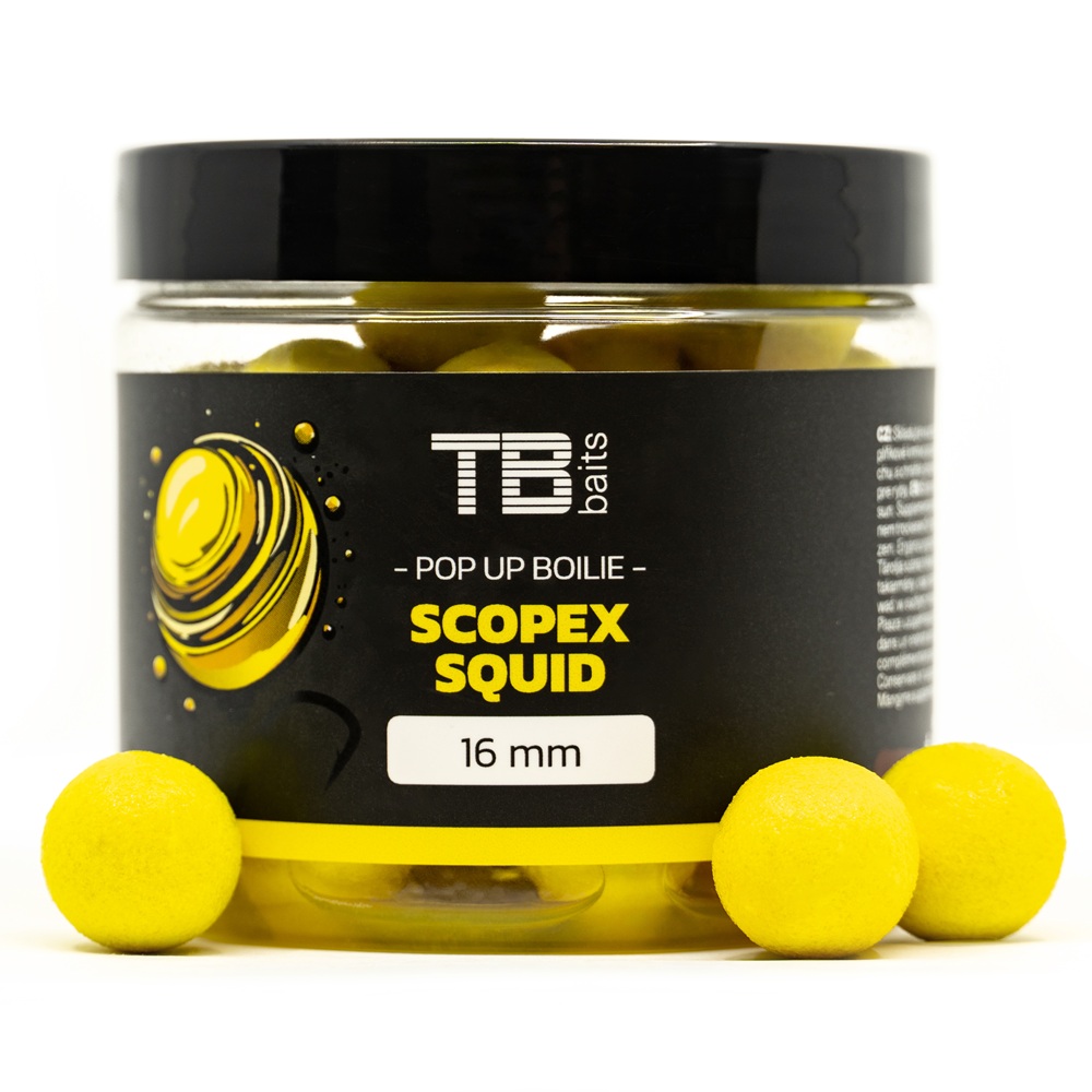Tb baits plovoucí boilie pop-up yellow scopex squid + nhdc 65 g 16 mm