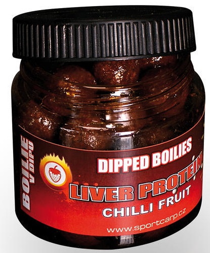 Levně Sportcarp boilies v dipu dipped boilies 200 ml 18 mm-chilli fruit