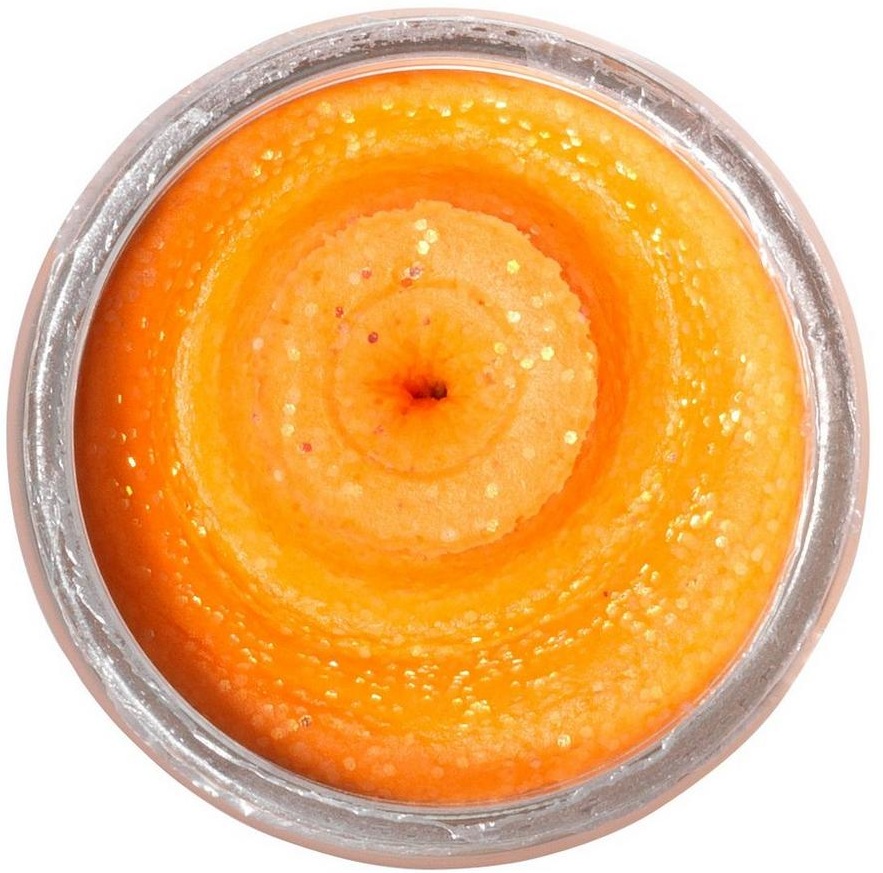 Levně Berkley těsto na pstruhy natural glitter troutbait česnek - třpytivá fluo oranžová