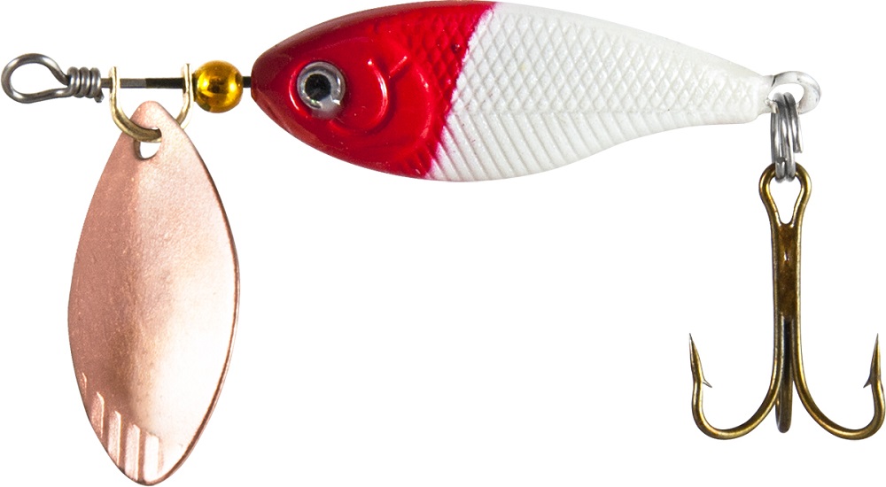 Levně Wizard chub spinner bílo-červený 4 cm 8 g